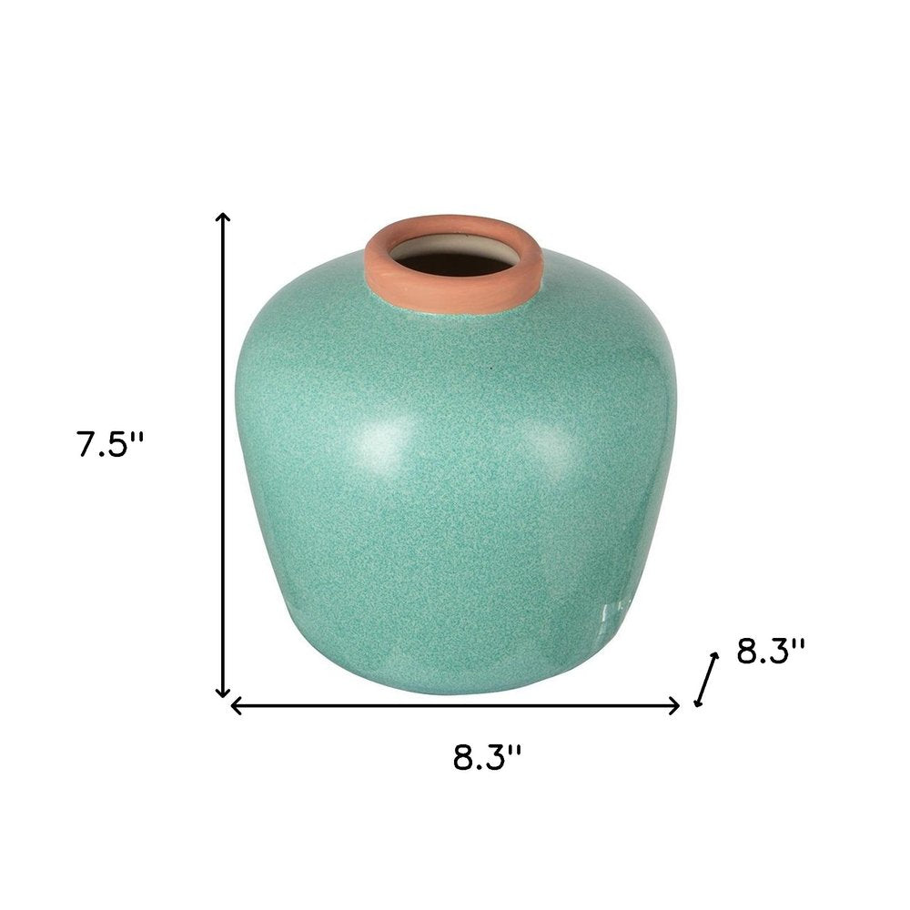 8" Brown Round Ceramic Table Vase