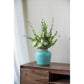 9" Natural And Teal Blue Ceramic Round Table Vase