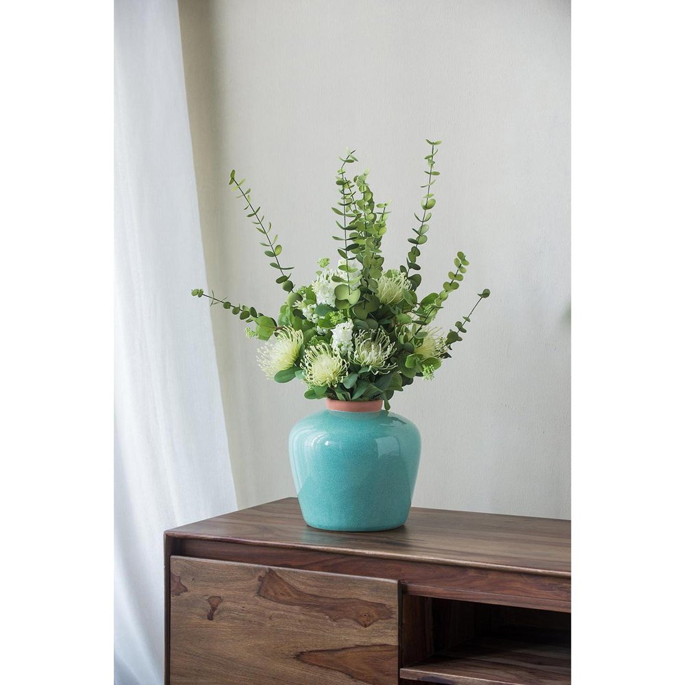 9" Brown Round Ceramic Table Vase