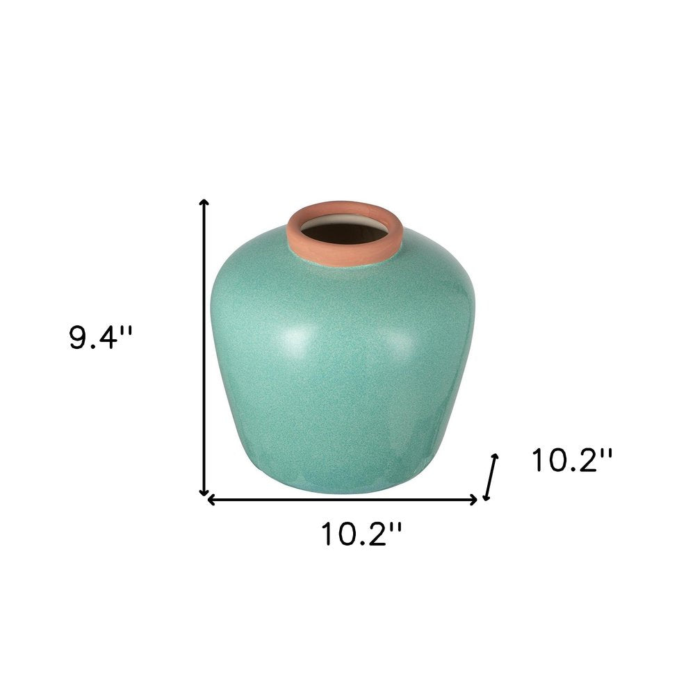 9" Brown Round Ceramic Table Vase