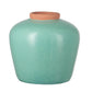 9" Natural And Teal Blue Ceramic Round Table Vase