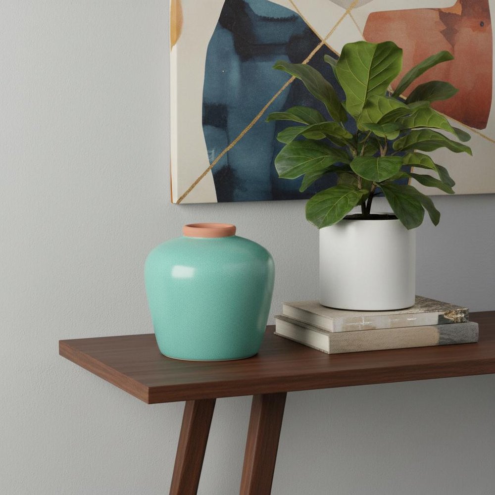 9" Brown Round Ceramic Table Vase