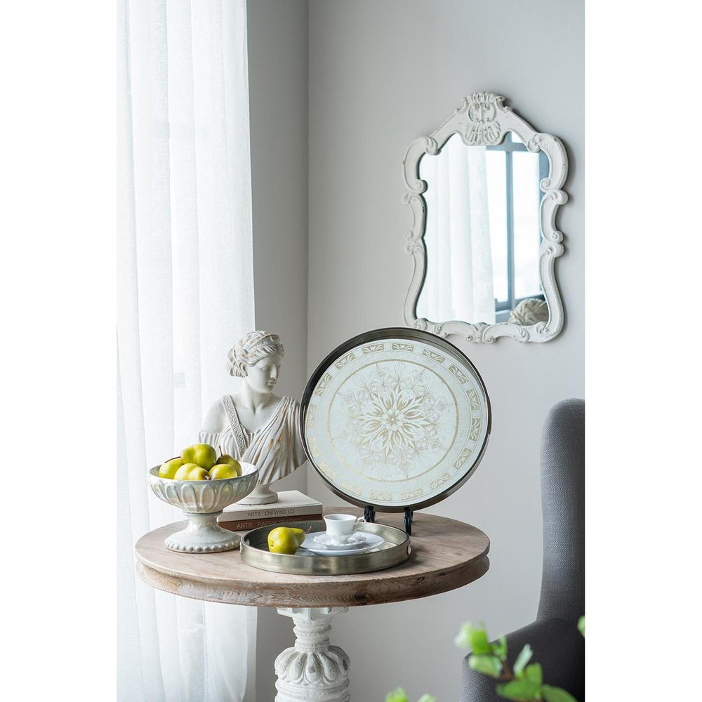 7" Sage And Ivory Round Ceramic Table Vase