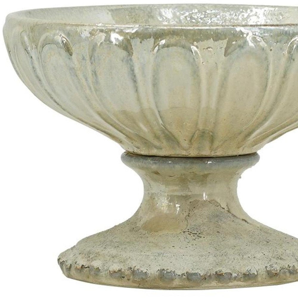 7" Sage And Ivory Round Ceramic Table Vase