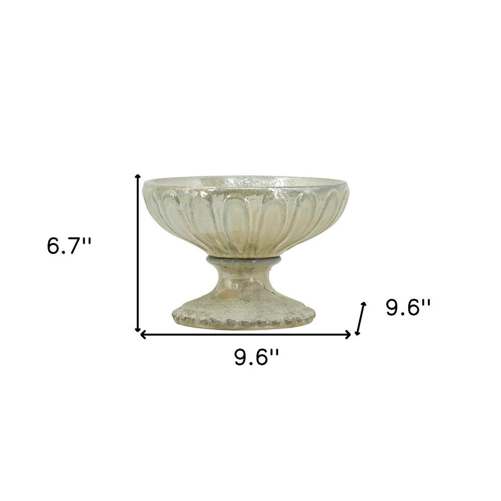 7" Sage And Ivory Round Ceramic Table Vase