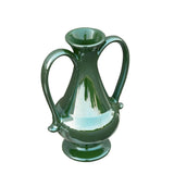 10" Hunter Green Amphora Ceramic Table Vase