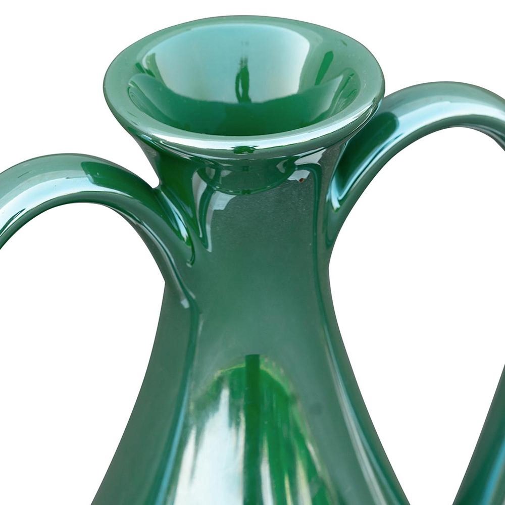 10" Hunter Green Ceramic Amphora Table Vase