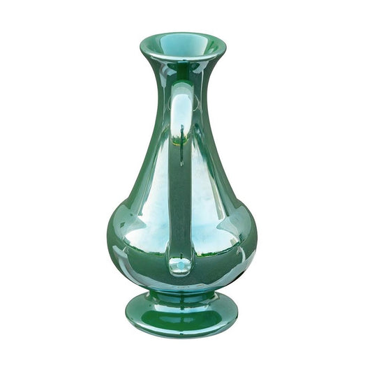 10" Hunter Green Amphora Ceramic Table Vase