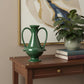 10" Hunter Green Amphora Ceramic Table Vase