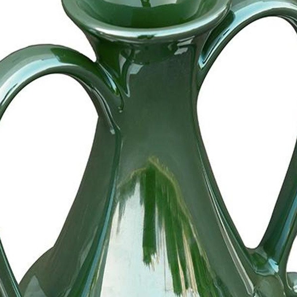 10" Hunter Green Ceramic Amphora Table Vase