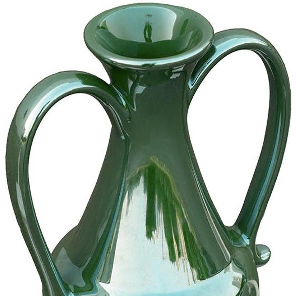 10" Hunter Green Ceramic Amphora Table Vase