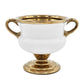 7" White And Gold Ceramic Amphora Urn