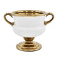 7" White And Gold Amphora Ceramic Urn