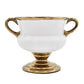 7" White And Gold Ceramic Amphora Urn