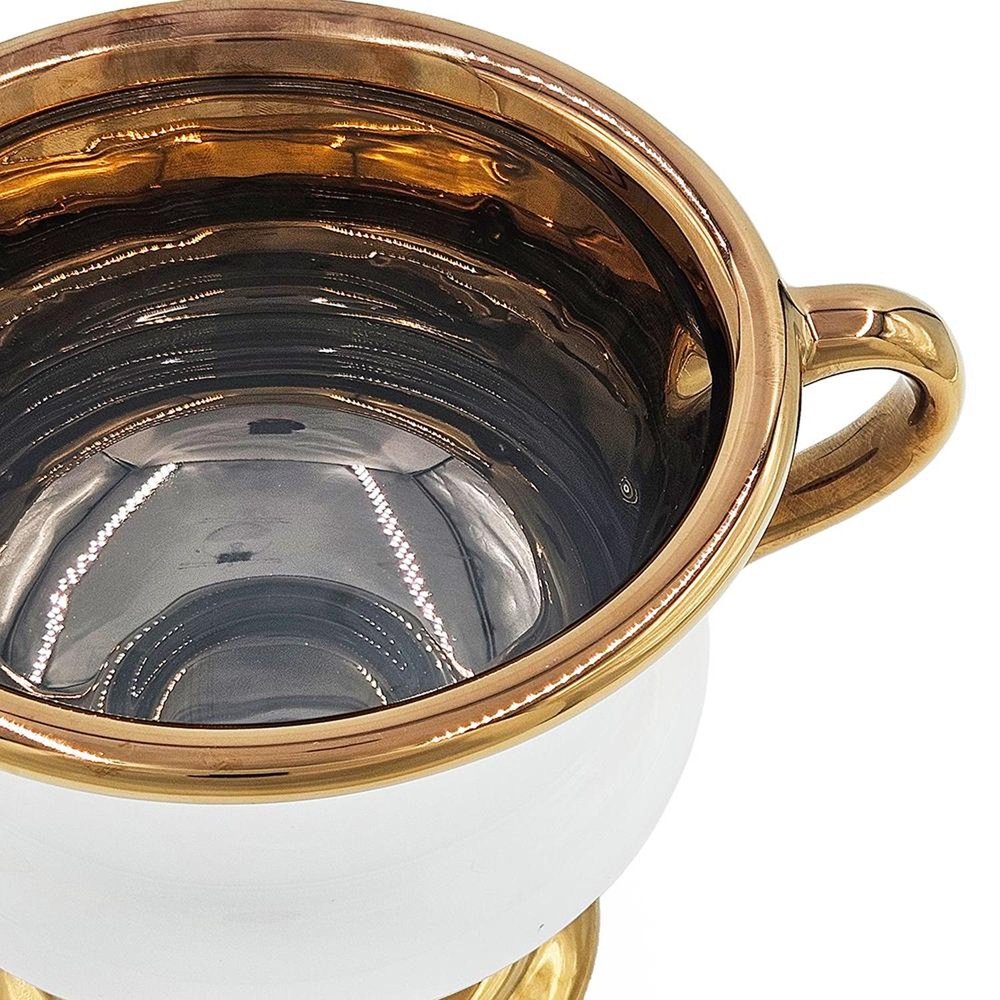 7" White And Gold Amphora Ceramic Urn