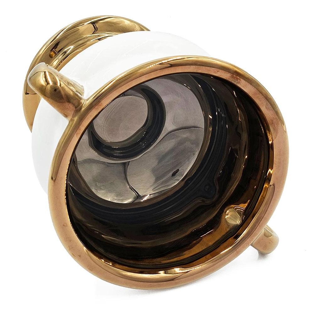 7" White And Gold Amphora Ceramic Urn