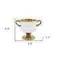 7" White And Gold Amphora Ceramic Urn