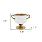 7" White And Gold Ceramic Amphora Urn