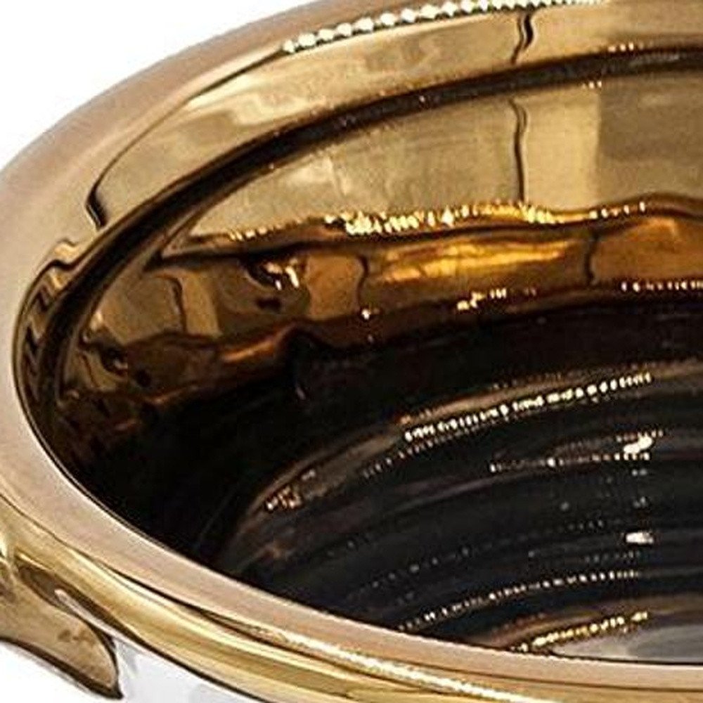 7" White And Gold Amphora Ceramic Urn