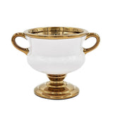 6" White And Gold Amphora Ceramic Table Vase