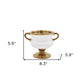 6" White And Gold Amphora Ceramic Table Vase