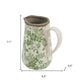 7" Green and White Leaf Round Ceramic Jug Vase With Does Not Apply