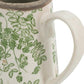 7" Green and White Leaf Round Ceramic Jug Vase With Does Not Apply