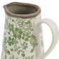 7" Green and White Leaf Round Ceramic Jug Vase With Does Not Apply
