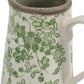 7" Green And White Leaf Ceramic Round Jug Vase