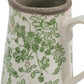 7" Green and White Leaf Round Ceramic Jug Vase With Does Not Apply