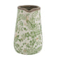 7" Green and White Leaf Round Ceramic Jug Vase With Does Not Apply