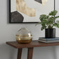 9" Clear And Brown Ombre Glass Round Table Vase