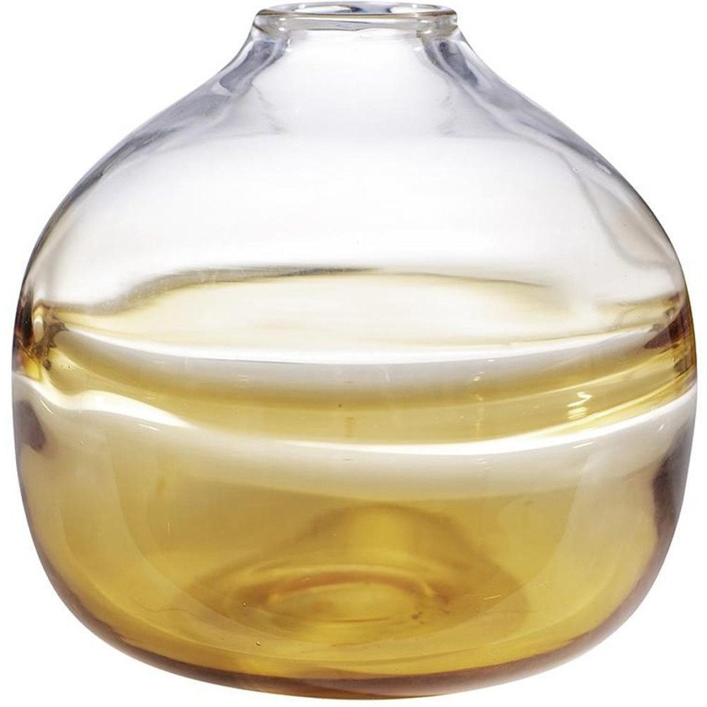 9" Clear And Brown Ombre Round Glass Table Vase