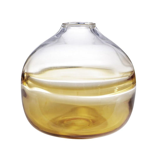 9" Clear And Brown Ombre Glass Round Table Vase