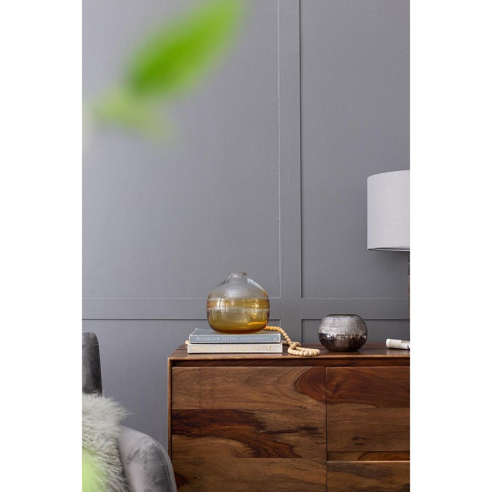 9" Clear And Brown Ombre Round Glass Table Vase