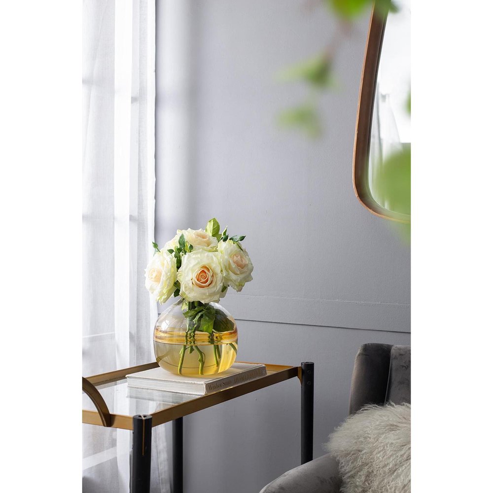 9" Clear And Brown Ombre Round Glass Table Vase