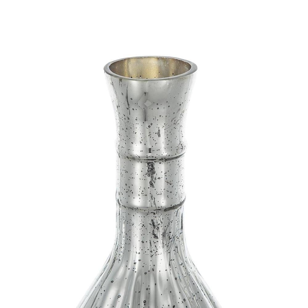 10" Silver Glass Round Table Vase