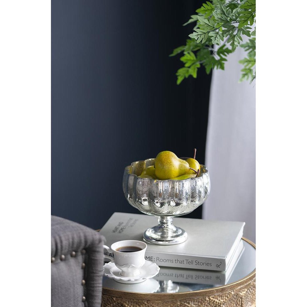 6" Silver Wavy Glass Table Vase