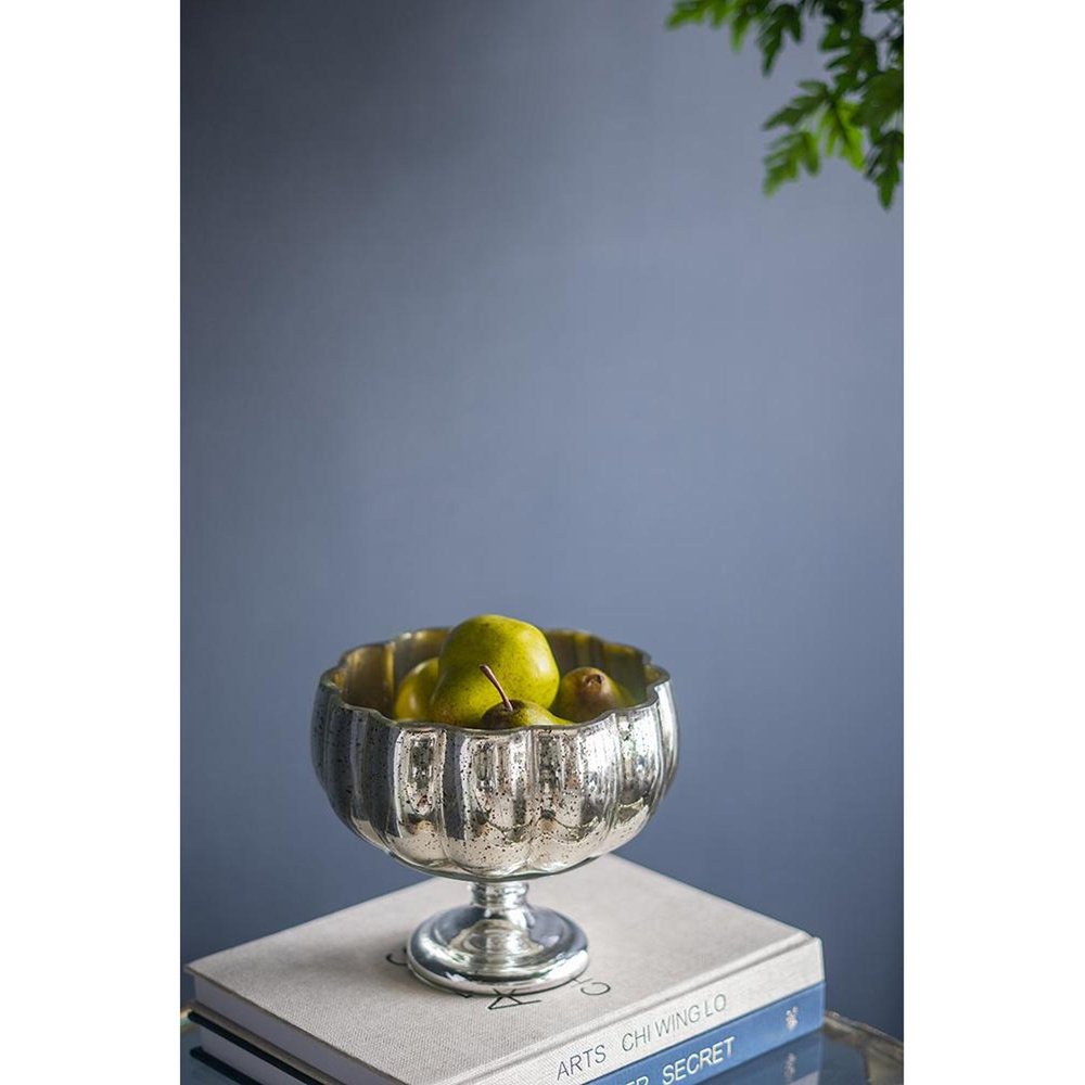 6" Silver Wavy Glass Table Vase