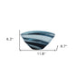 12" Blue And White Glass Swirl Stripe Oval Centerpiece Bowl