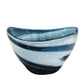 12" Blue And White Glass Swirl Stripe Oval Centerpiece Bowl
