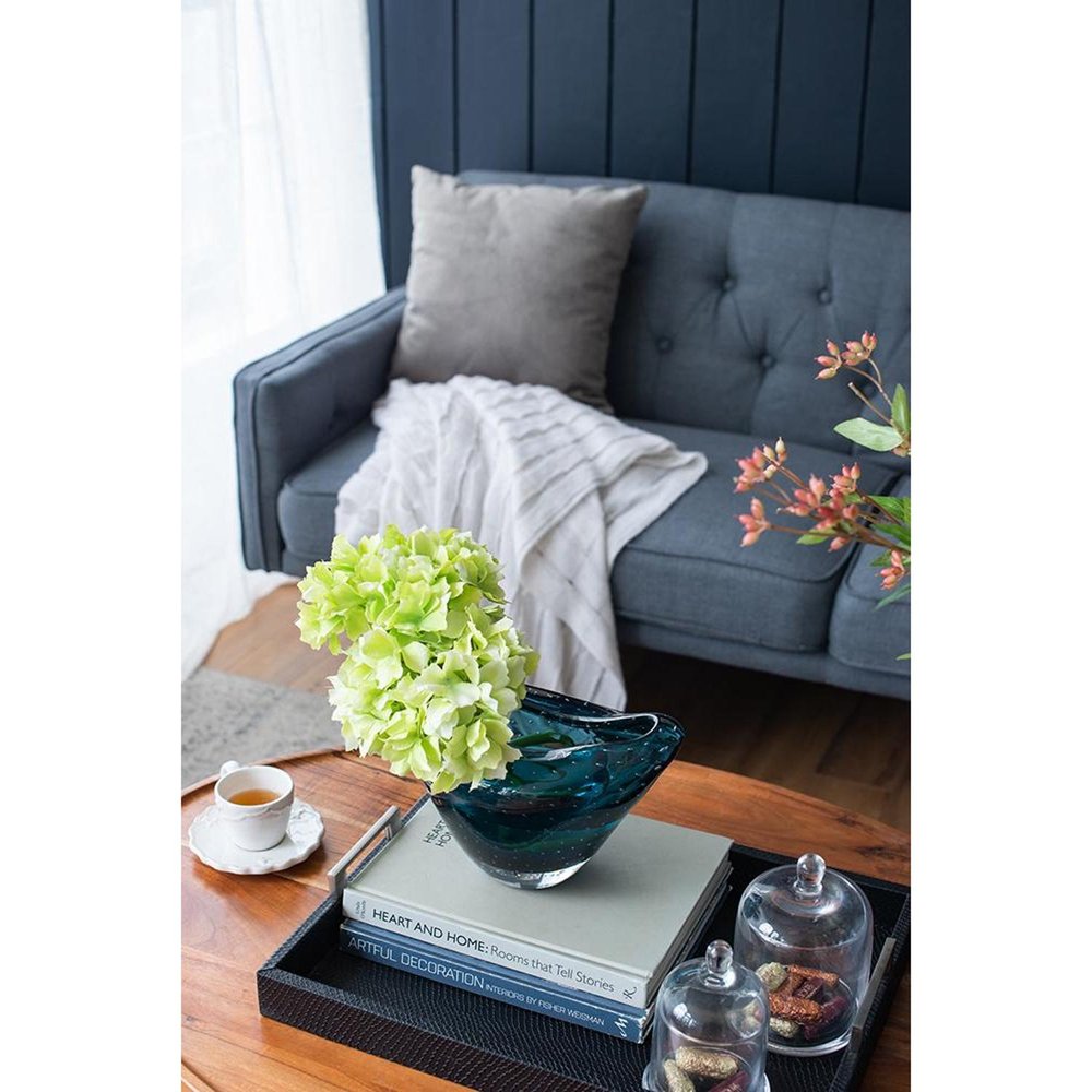 7" Cerulean Oval Glass Table Vase