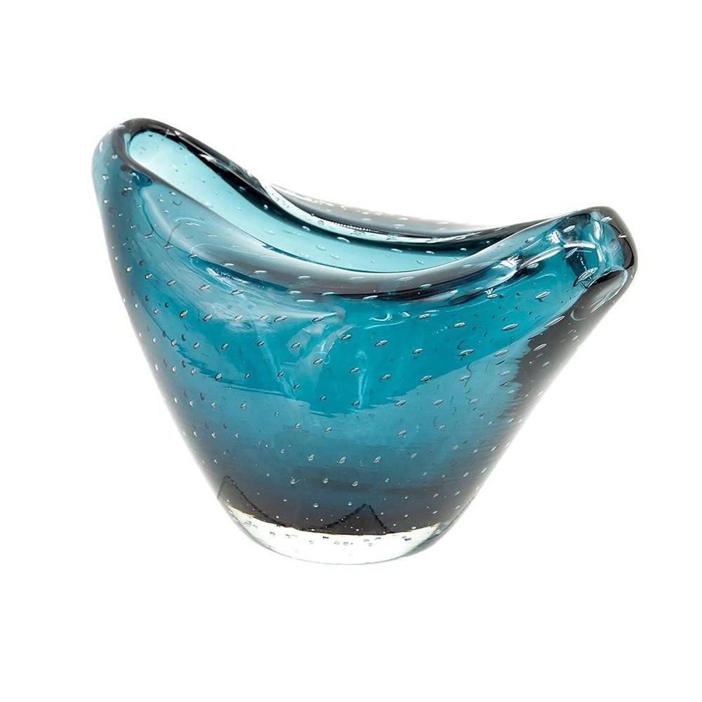 7" Cerulean Oval Glass Table Vase