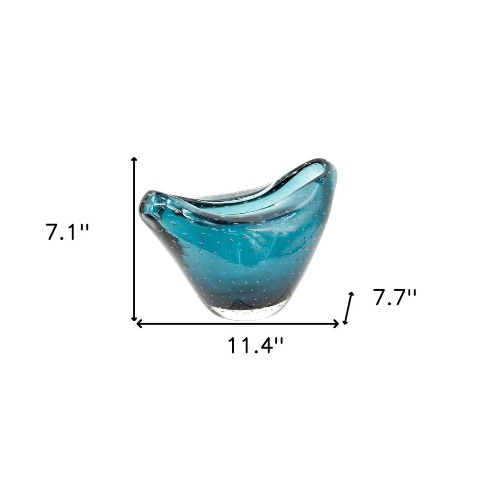 7" Cerulean Oval Glass Table Vase