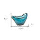 11" Turquoise Glass Wavy Edge Oval Centerpiece Bowl