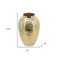 13" Gold Hammered Aluminum Urn Table Vase
