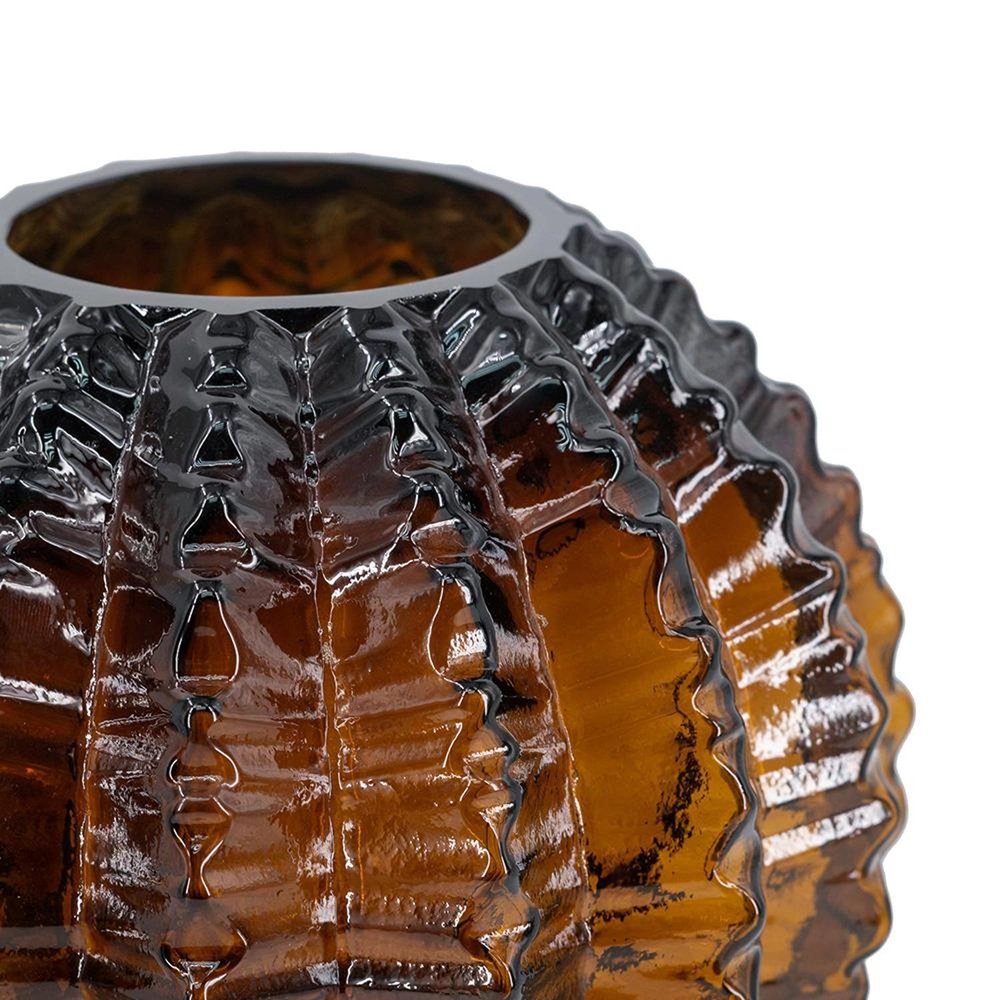 6" Burnt Umber Glass Textured Round Table Vase