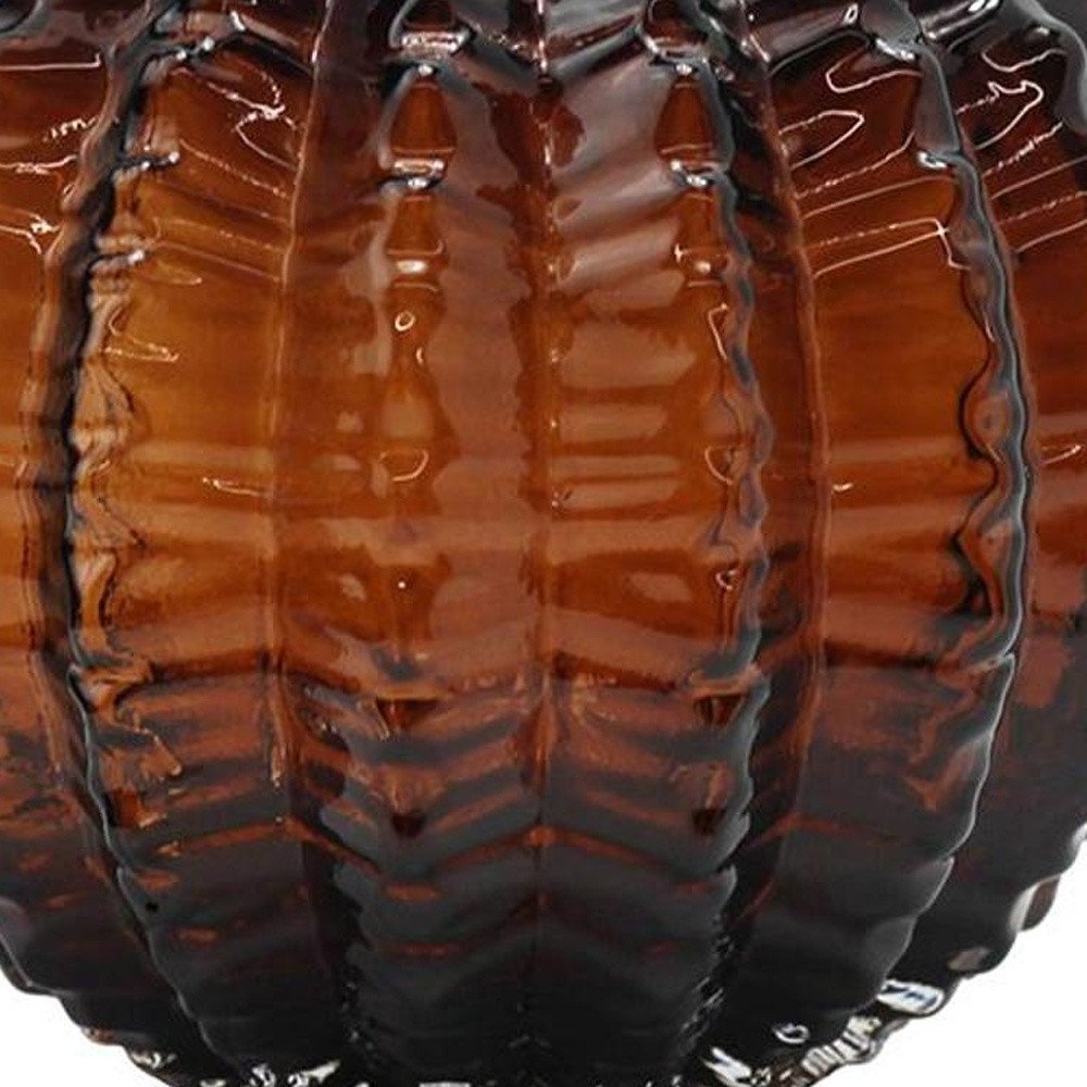 6" Burnt Umber Glass Textured Round Table Vase
