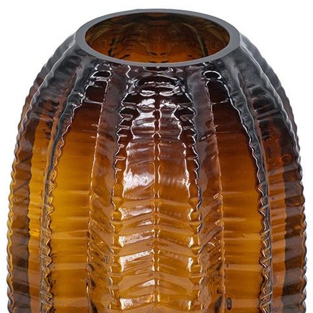 11" Burnt Umber Round Glass Table Vase