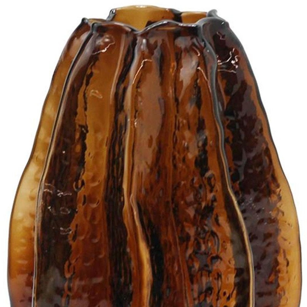 8" Burnt Umber Wavy Glass Table Vase